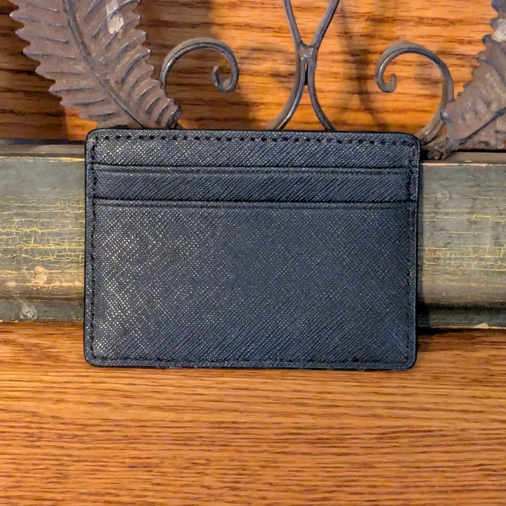 Michael Kors Black Leather Jet Set Card Case
